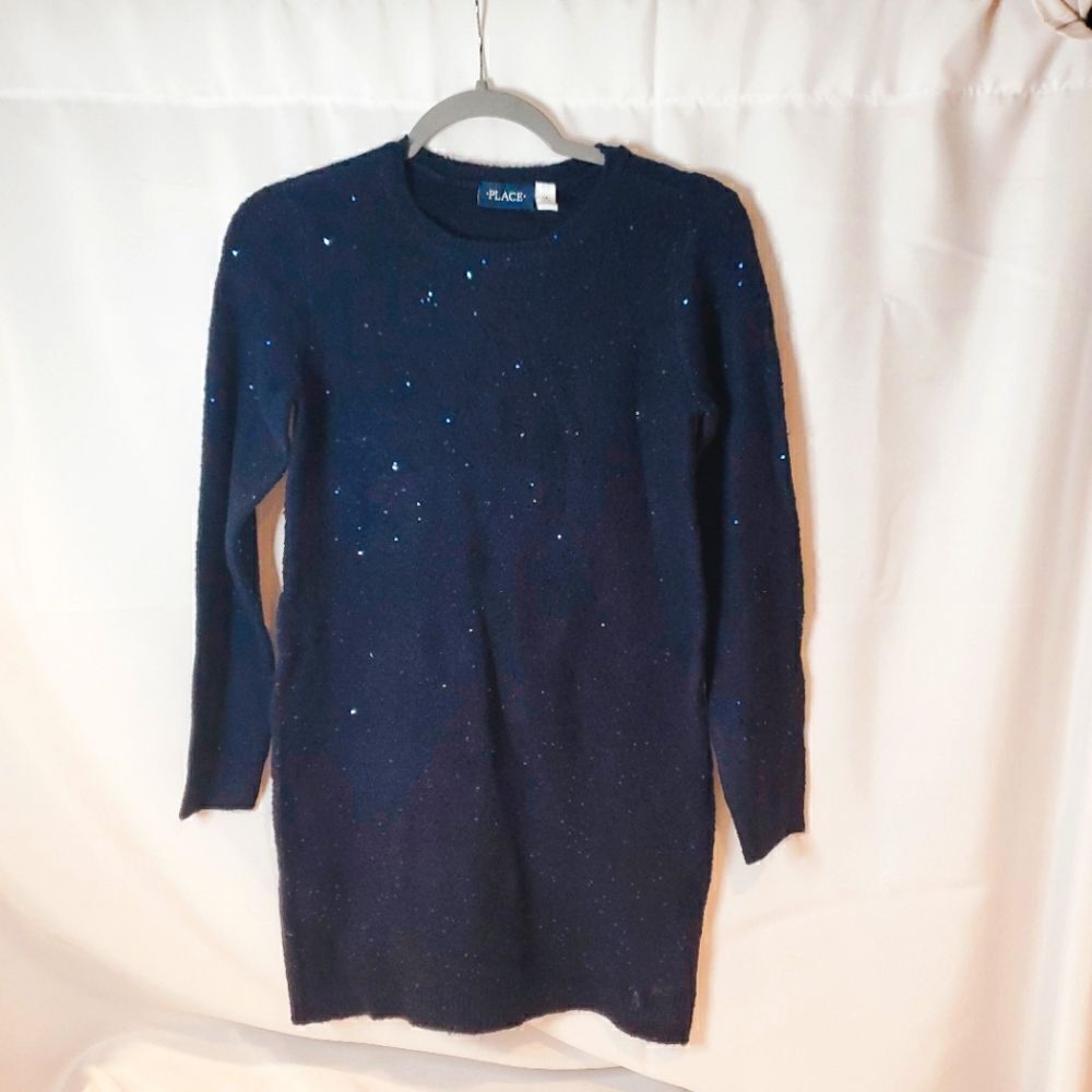 PLACE Navy Blue Sparkly Long-sleeved Dress Girls Size 14 XL/TG